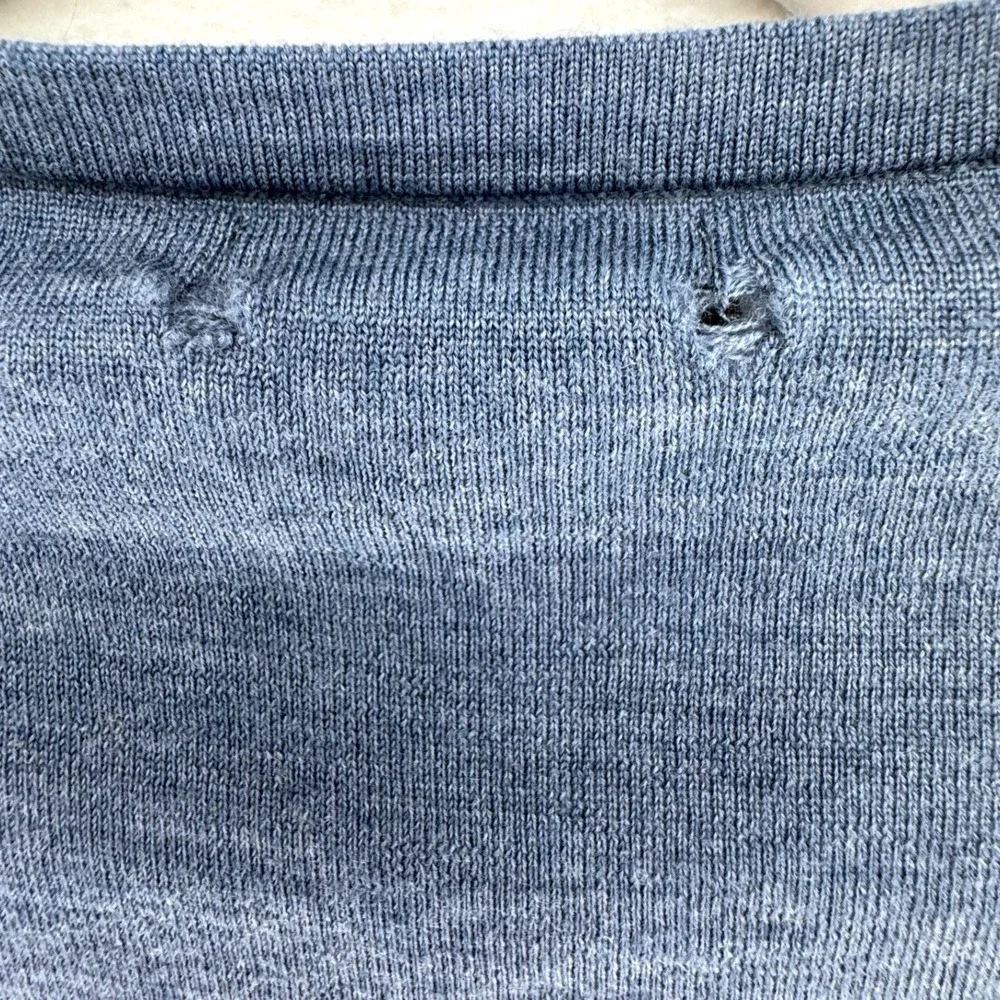 Banana Republic Sweater Mens XL Blue Merino Wool V-Neck Fine Knit Pullover